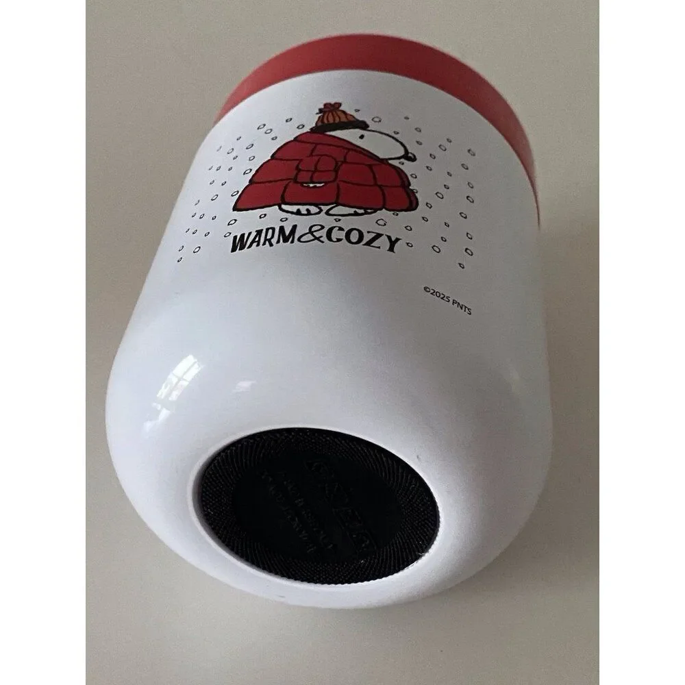 Peanuts Snoopy Wearing Puffy Coat Puffer Jacket Insulated Food Container 16.9 Oz
